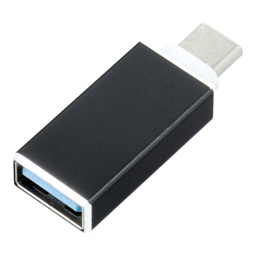 Adapter, átalakító, OTG, USB -> Type-C 3.0, fekete