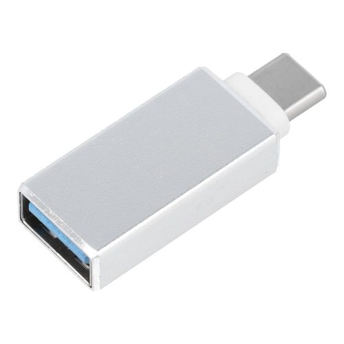 Adapter, átalakító, OTG, USB -> Type-C, ezüst