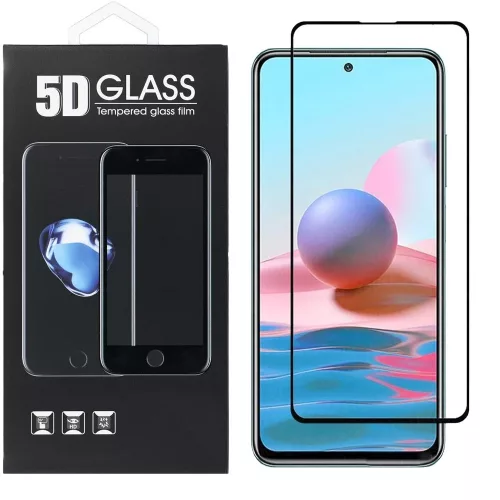 Xiaomi Redmi Note 10 5G üvegfólia, tempered glass, előlapi, 5D, edzett, hajlított, fekete kerettel