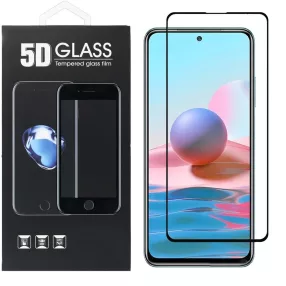   Xiaomi Redmi Note 10 / Note 10S üvegfólia, tempered glass, előlapi, 5D, edzett, hajlított, fekete kerettel