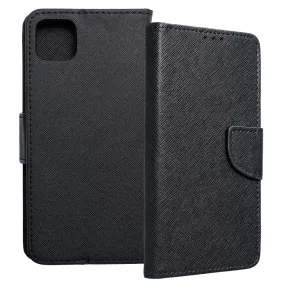   Samsung Galaxy A22 5G könyvtok, fliptok, telefon tok, bankkártyatartós, mágneszáras, fekete, Fancy