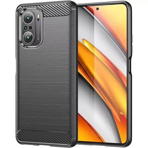 Xiaomi Mi 11i / Redmi K40 / K40 Pro / Poco F3 / F3 Pro szilikon tok, hátlaptok, telefon tok, karbon mintás, fekete, Carbon case