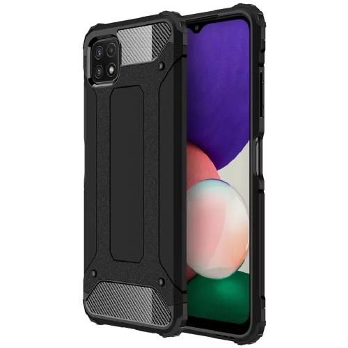 Samsung Galaxy A22 5G hátlap tok, telefon tok, ütésálló, fekete, Armor
