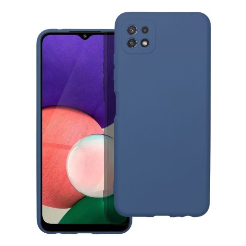 Samsung Galaxy A22 5G szilikon tok, hátlaptok, telefon tok, velúr belsővel, matt, kék, Silicone