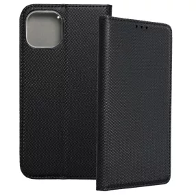   iPhone 13 könyvtok, fliptok, telefon tok, bankkártyatartós, mágneszáras, fekete, Smart Case book