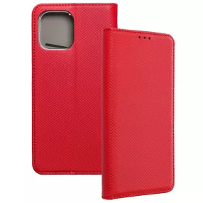   iPhone 13 könyvtok, fliptok, telefon tok, bankkártyatartós, mágneszáras, piros, Smart Case book