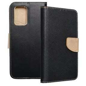   Xiaomi Redmi 10 / Redmi 10 2022 könyvtok, fliptok, telefon tok, bankkártyatartós, mágneszáras, fekete-arany, Fancy