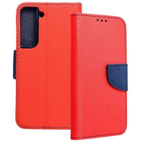   Samsung Galaxy S22 5G könyvtok, fliptok, telefon tok, bankkártyatartós, mágneszáras, piros-sötétkék, Fancy