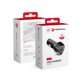   20W PD 3.0 szivargyújtós autós telefon töltő – USB-C, karbon mintás fekete – Forcell CC50-1C