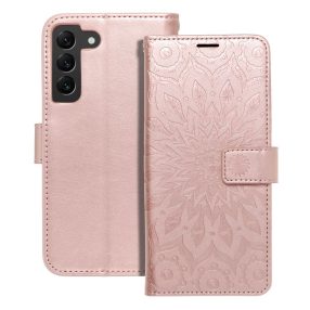   Samsung Galaxy S22 5G könyvtok, fliptok, telefon tok, mágneszáras, bankkártyatartós, mandala mintás, rose gold, Forcell Mezzo
