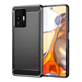   Xiaomi 11T 5G / 11T Pro 5G szilikon tok, hátlaptok, telefon tok, karbon mintás, fekete, Carbon case