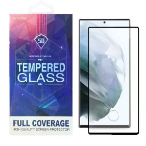   Samsung Galaxy S22 Ultra 5G üvegfólia, tempered glass, előlapi, 5D, edzett, hajlított, fekete kerettel, ujjlenyomat olvasónál kivágott