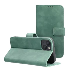   iPhone 13 könyvtok, fliptok, telefon tok, bankkártyatartós, mágneszáras, zöld, Tender Book