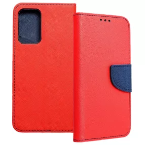   Samsung Galaxy A53 5G könyvtok, fliptok, telefon tok, bankkártyatartós, mágneszáras, piros-sötétkék, Fancy