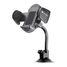   Autós mobiltelefon tartó, szellőzőnyílásra helyezhető, tapadókorongos, 17cm hosszú, fekete, Forcell Oval