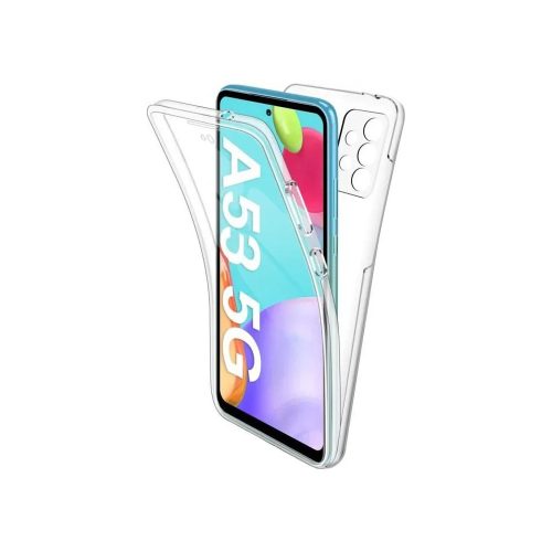 Samsung Galaxy A53 5G telefon tok, szilikon előlap+műanyag hátlap, elő+hátlapi, 360 fokos védelem, átlátszó
