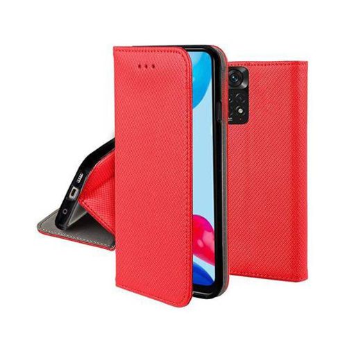 Xiaomi Redmi Note 11 / Note 11s telefon tok, könyvtok, flip tok, mágneszáras, piros, Smart Case book