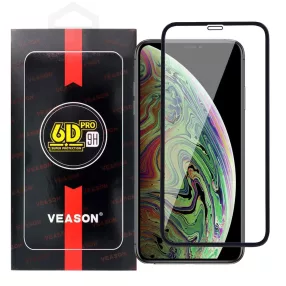   iPhone 11 Pro Max / XS Max üvegfólia, tempered glass, előlapi, edzett, hajlított, fekete kerettel, Veason 6D Pro