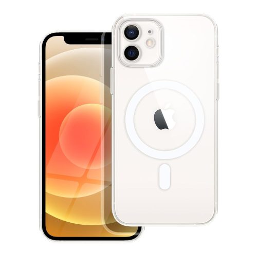 iPhone 12 hátlaptok, telefon tok, MagSafe kompatibilis, átlátszó, kamera védelemmel, Mag Cover