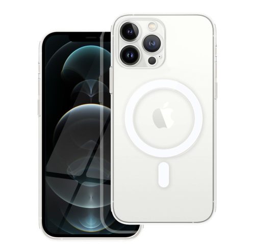 iPhone 12 Pro Max hátlaptok, TPU telefon tok, MagSafe kompatibilis, átlátszó, kamera védelemmel, Mag Cover