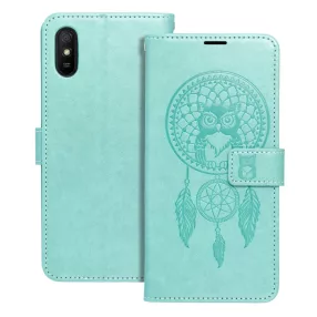   Xiaomi Redmi 9A / 9AT / 9i könyvtok, fliptok, telefon tok, mágneszáras, bankkártyatartós, álomfogó mintás, zöld, Forcell Mezzo