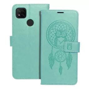   Xiaomi Redmi 10C könyvtok, fliptok, telefon tok, mágneszáras, bankkártyatartós, álomfogó mintás, zöld, Forcell Mezzo