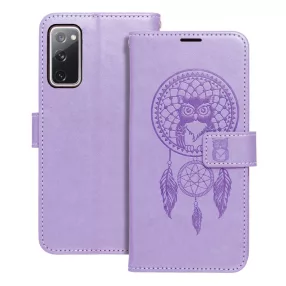   Samsung Galaxy S20 FE / S20 FE 5G könyvtok, fliptok, telefon tok, mágneszáras, bankkártyatartós, álomfogó mintás, lila, Forcell Mezzo