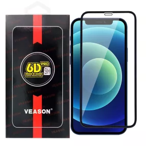   iPhone 12 / 12 Pro üvegfólia, tempered glass, előlapi, 6D Pro, edzett, hajlított, fekete kerettel