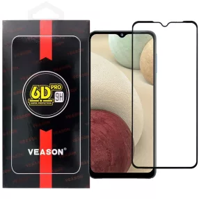   Samsung Galaxy A32 4G üvegfólia, tempered glass, előlapi, edzett, hajlított, fekete kerettel, Veason 6D Pro