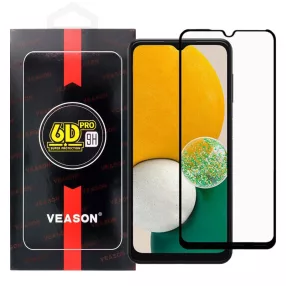   Samsung Galaxy A13 4G / A13 5G üvegfólia, tempered glass, előlapi, edzett, hajlított, fekete kerettel, Veason 6D Pro