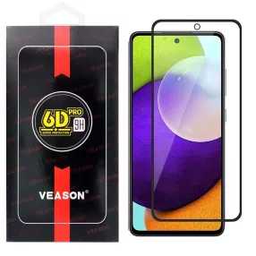   Samsung Galaxy A52 4G/5G / A52s 5G üvegfólia, tempered glass, előlapi, edzett, hajlított, fekete kerettel, Veason 6D Pro