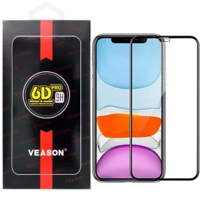   iPhone 11 Pro / X / XS üvegfólia, tempered glass, előlapi, edzett, hajlított, fekete kerettel, Veason 6D Pro