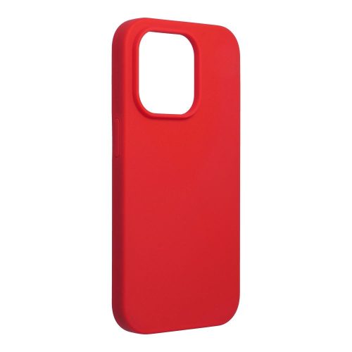 iPhone 14 Pro szilikon tok, hátlaptok, telefon tok, velúr belsővel, matt, piros, Silicone Premium