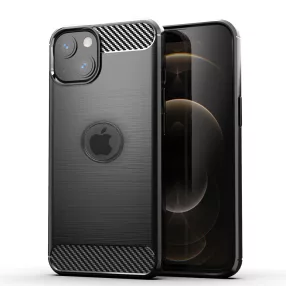   iPhone 14 szilikon tok, hátlaptok, telefon tok, karbon mintás, fekete, Carbon case