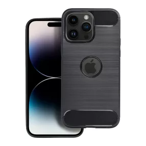   iPhone 14 Pro szilikon tok, hátlaptok, telefon tok, karbon mintás, fekete, Carbon case