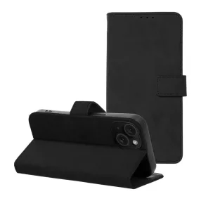   iPhone 14 könyvtok, fliptok, telefon tok, bankkártyatartós, mágneszáras, fekete, Tender Book