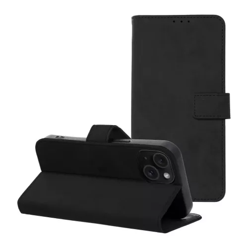 iPhone 14 könyvtok, fliptok, telefon tok, bankkártyatartós, mágneszáras, fekete, Tender Book