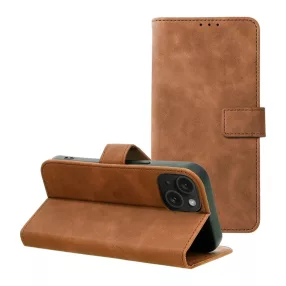   iPhone 14 könyvtok, fliptok, telefon tok, bankkártyatartós, mágneszáras, barna, Tender Book