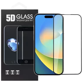   iPhone 14 Pro Max üvegfólia, tempered glass, előlapi, 5D, edzett, hajlított, fekete kerettel