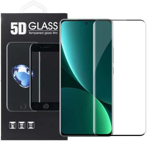 Xiaomi 12 5G / 12X 5G / 12S 5G üvegfólia, tempered glass, előlapi, 5D, edzett, hajlított, fekete kerettel