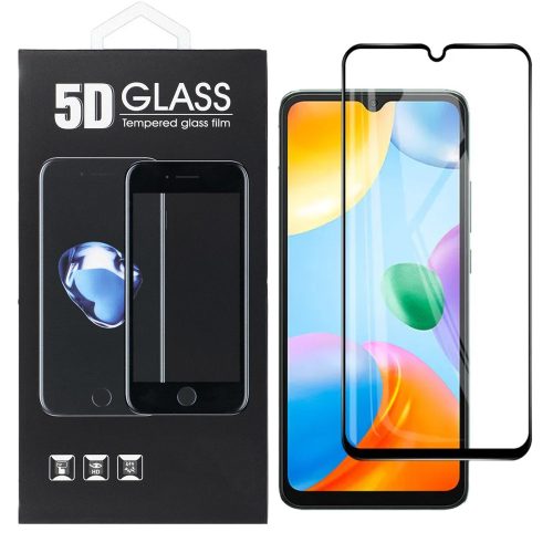 Xiaomi Redmi 12C / Redmi 10C / Poco C40 üvegfólia, tempered glass, előlapi, 5D, edzett, hajlított, fekete kerettel