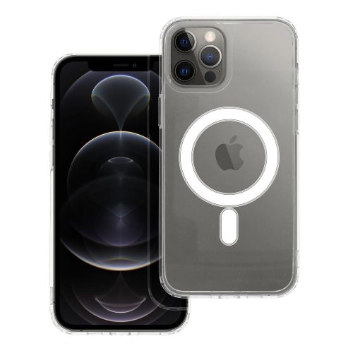 iPhone 12 Pro hátlaptok, telefon tok, MagSafe kompatibilis, átlátszó, Mag Cover
