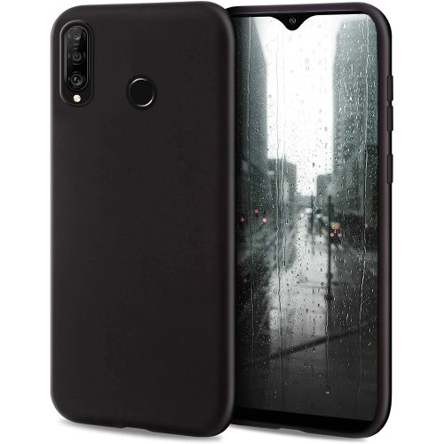 Huawei P30 Lite szilikon tok, telefon tok, hátlaptok, matt, fekete, Matt case