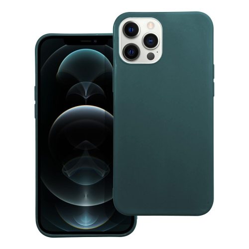 iPhone 12 Pro Max szilikon tok, telefon tok, hátlaptok, matt, zöld, Matt case