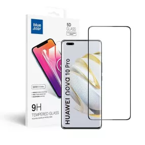   Huawei Nova 10 Pro üvegfólia, tempered glass, előlapi, 5D, edzett, hajlított, fekete kerettel, BlueStar