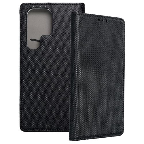 Samsung Galaxy S23 Ultra 5G könyvtok, fliptok, telefon tok, bankkártyatartós, mágneszáras, fekete, Smart Case book