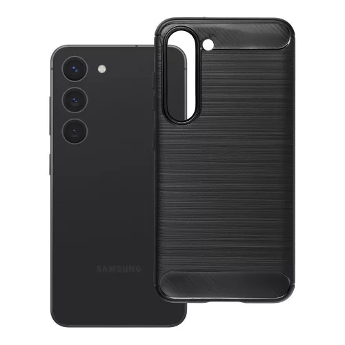 Samsung Galaxy S23 5G szilikon tok, hátlaptok, telefon tok, karbon mintás, fekete, Carbon case
