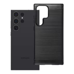   Samsung Galaxy S23 Ultra 5G szilikon tok, hátlaptok, telefon tok, karbon mintás, fekete, Carbon case
