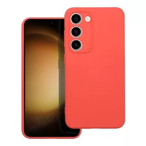   Samsung Galaxy S23 5G szilikon tok, hátlaptok, telefon tok, velúr belsővel, matt, barack színű, Silicone