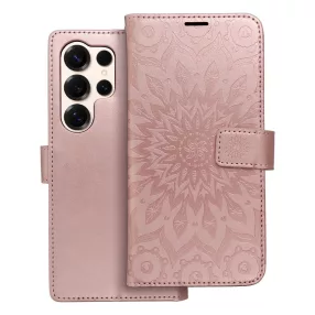   Samsung Galaxy S23 Ultra 5G könyvtok, fliptok, telefon tok, mágneszáras, bankkártyatartós, mandala mintás, rose gold, Forcell Mezzo